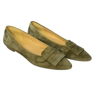 VAN ELI Suede Loafer Flats Olive‎ Green Women Suede Tassel Moc Toe Shoes 7.5M